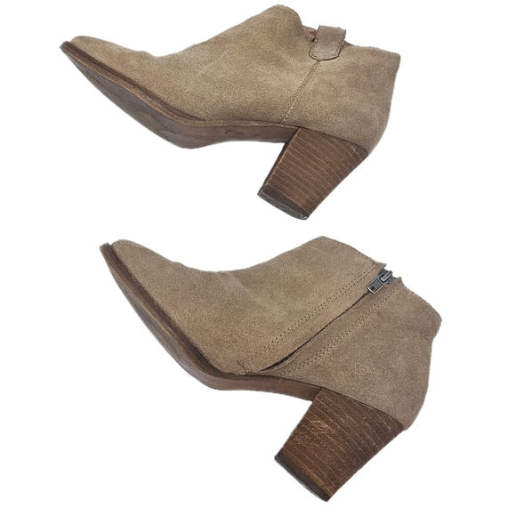 Madewell Sz 6 1/2 Billie Bootie Otter Beige E0192 Tan Zip Up Suede - Picture 1 of 13